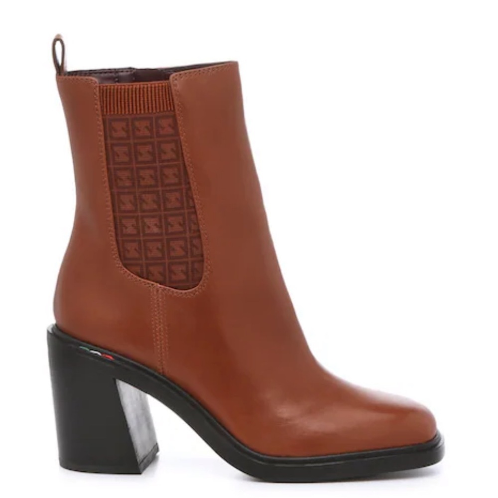 NEW $180 Franco Sarto Paula brown leather heel ankle boot women size 8.5
